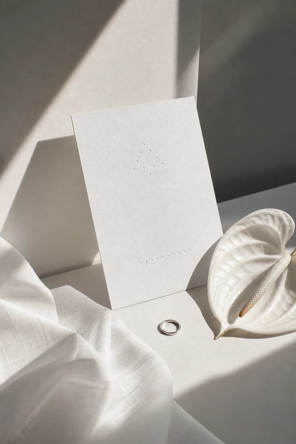 Minimalist White wedding invitation mood